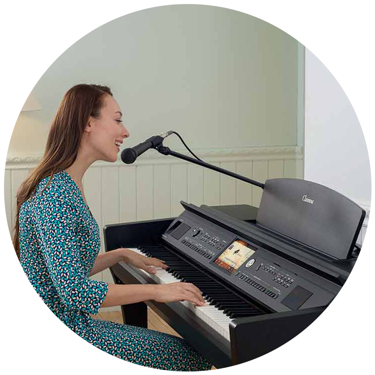 Woman singing at piano
